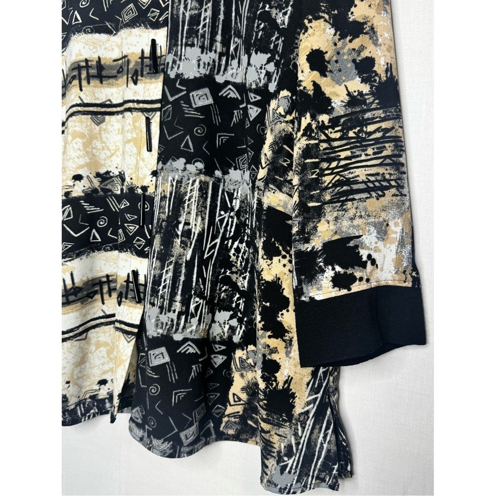 Ali Miles Womens Abstract Artsy Front Button Tunic Top‎ Sz L 3/4 Sleeve - Picture 2 of 12